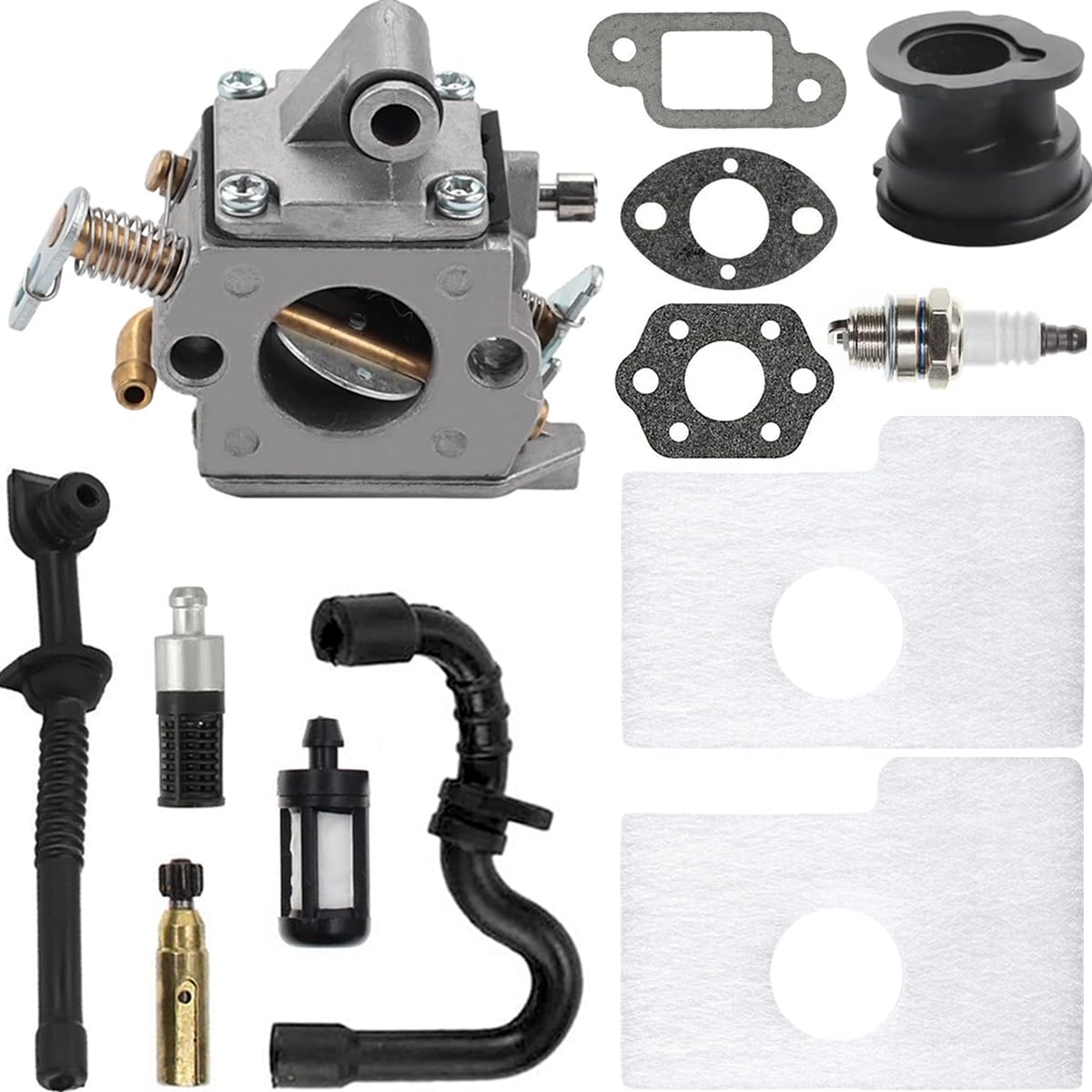 ZAMDOE Carburetor for Stihl MS170 MS180 017 018 ms170 ms 180 Chainsaw replaces C1Q-S57 C1Q-S57A C1Q-S57B 11301200603 with Air Filter Spark Plug Fuel Hose Oil Line Pump Filter