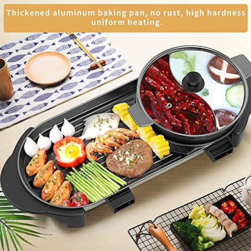 Eilsorrn Electric Grill With Hot Pot, Indoor Teppanyaki Grill/Shabu