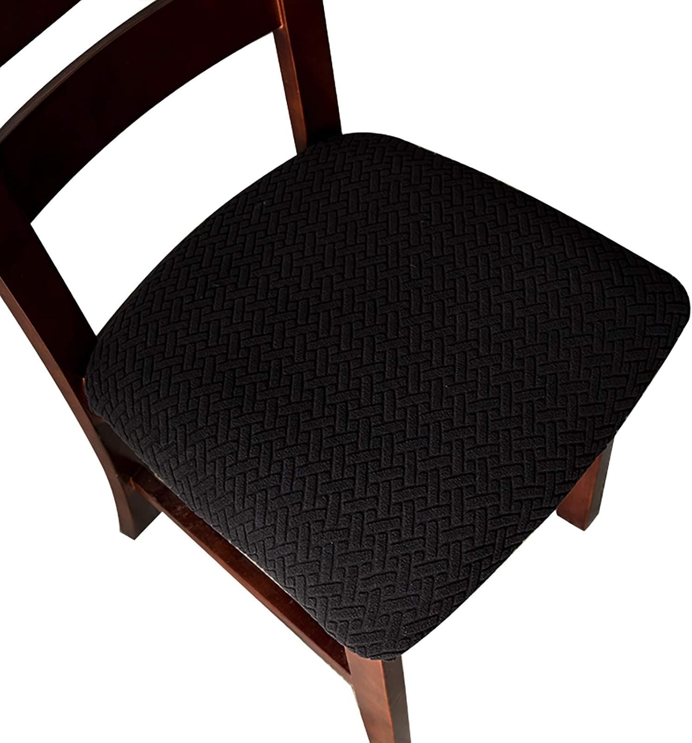 Slipcovers - Genina Seat Covers for Dining Room Chair Seat Slipcovers Kitchen Chair Covers (Black, 4 Pcs)