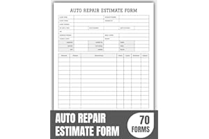 Auto Repair Estimate Form book, Streamlining Vehicle Repair Estimates for Mechanic's, Easy Form for Body Shop, 70 forms.