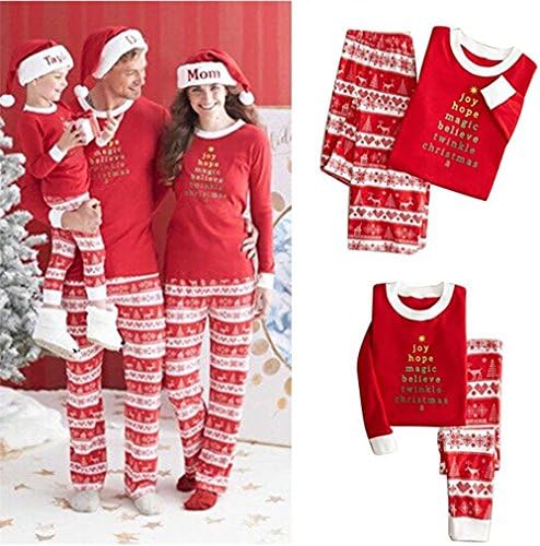 Family Matching christmas pajamas set Cotton Sleepwear Outfits (M, Mom)