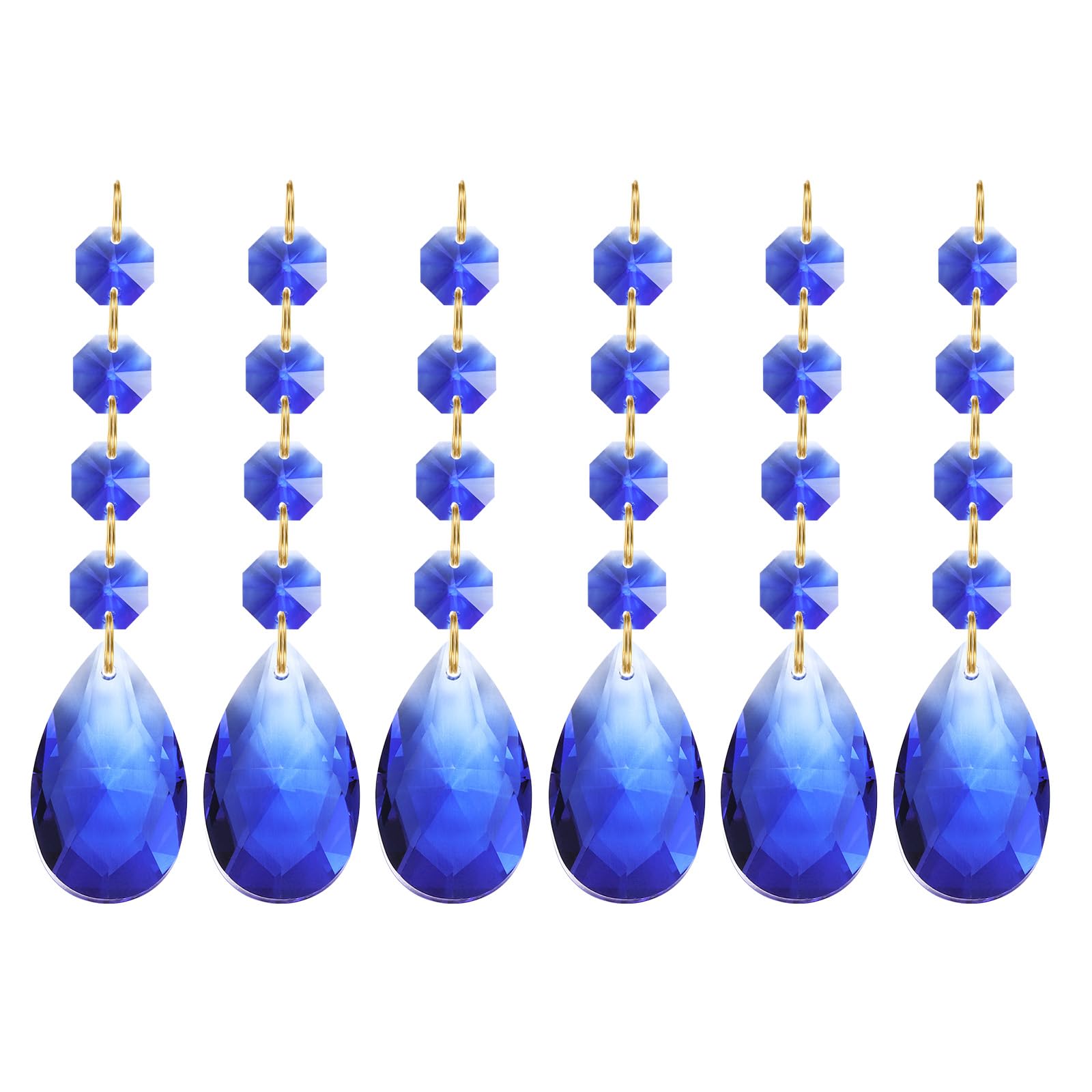 PATIKIL Teardrop Crystal Chandelier Pendants Beads, 6 Pack 120mm Length 38mm Chandelier Prisms Parts Ornaments Hanging Beads for DIY Arts Crafts Decoration, Blue