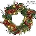 MAOYUE Christmas Wreath with LED Lights 21 Inches Red Berry Wreath Garland Pre-Lit Holiday Decorations Wreath for Christmas Indoor Outdoor Decorations