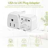 SHUOMAO 3-Pack US to UK Plug Adapter, 2/3 Pin USA to 3 Pin UK Converter, White view 3