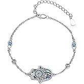 KoyeKei Hamsa Bracelet 925 Sterling Silver Evil Eye Hamsa Bracelet Jewelry Hamsa Hand Gifts for Women