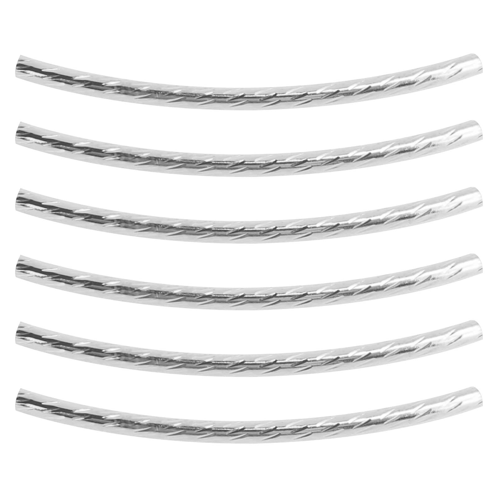 Fdit Metal Long Curved Noodle Tube Spacer Beads 200Pcs, Silver, Jewelry Making Accessories