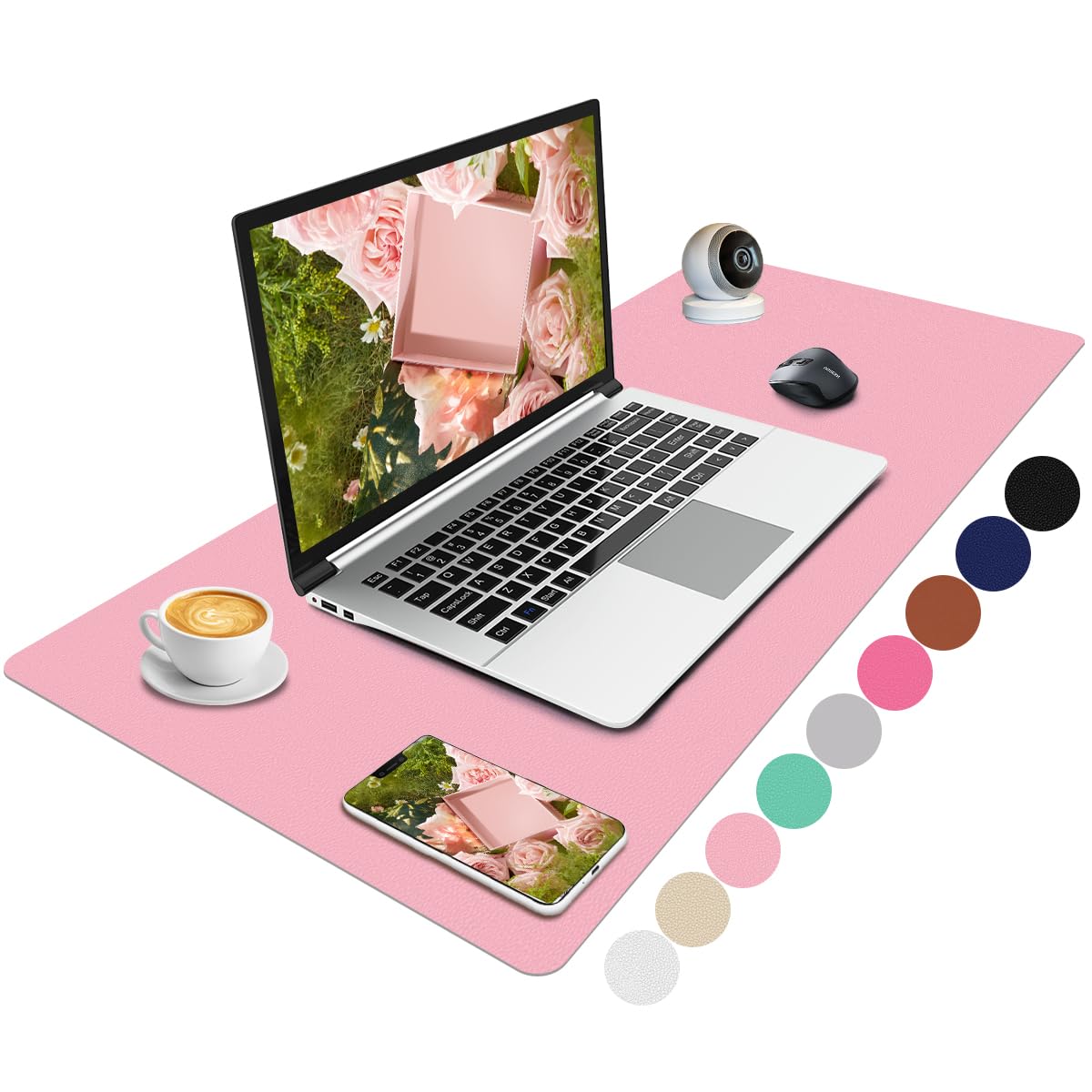 Niviy Pink Desk Protector, Non-Slip PU Leather Pad, Waterproof Writing Mat for Home and Office (80 x 40 cm)