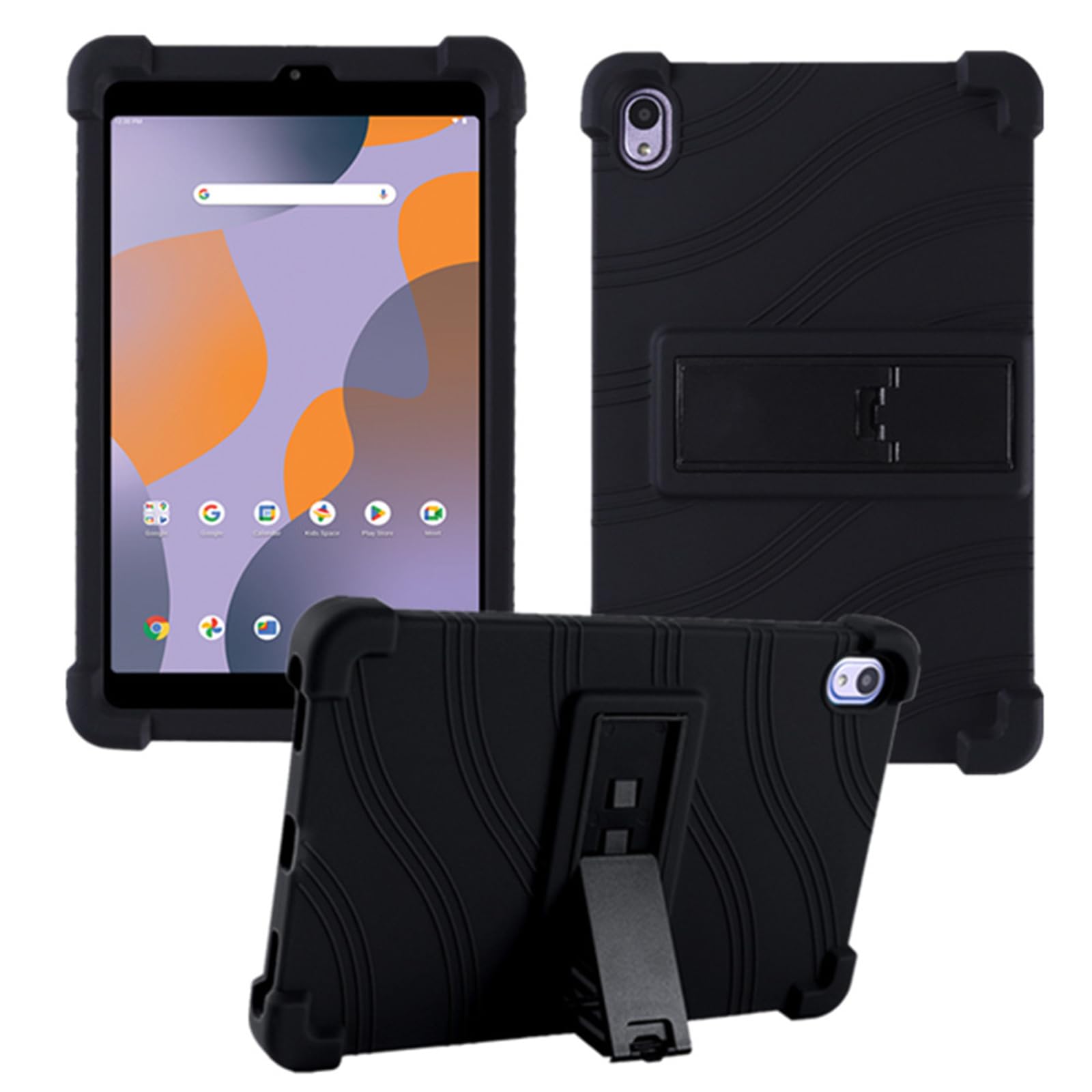 Photo 1 of HminSen Case for Walmart Onn 8 inch Tablet 2024 Model (100135923), Kids Friendly Soft Silicone Adjustable Stand Cover for Onn 8 inch Gen 4 2024 Tablet Case (Black)