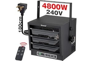MHEOMTME 4800W/240v/60Hz Electric Garage Heater, Fan-Forced Ceiling Mount Heater with Full-Function Remote and Safety Overheat Protection, Thermostat Control, ETL Compliant, Nema 6-30 Plug