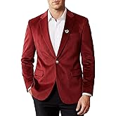WYWK Men's Casual Velvet Blazer for Men one-Button Lapel Tuxedo Jacket with Brooch Dinner Party Wedding Prom