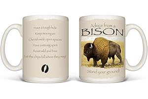 Earth Sun Moon Advice From A Bison Mug, White - 15 oz