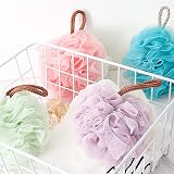 Omenluck Pink White Mesh Exfoliating Bath Shower Sponge Ball Body Wash Loofah view 4