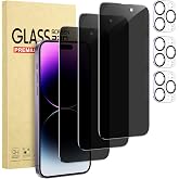 Cutebe for iPhone14 Pro Max Privacy Screen Protector+Camera Lens Protector | 3 Pack Privacy Screen Protector +3 Pack Camera Lens Protector with Tempered Glass, HD，Touch Sensitive and Case Friendly