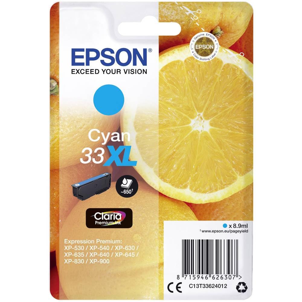Epson 33XL Cyan Oranges High Yield, Genuine, Claria Premium Ink