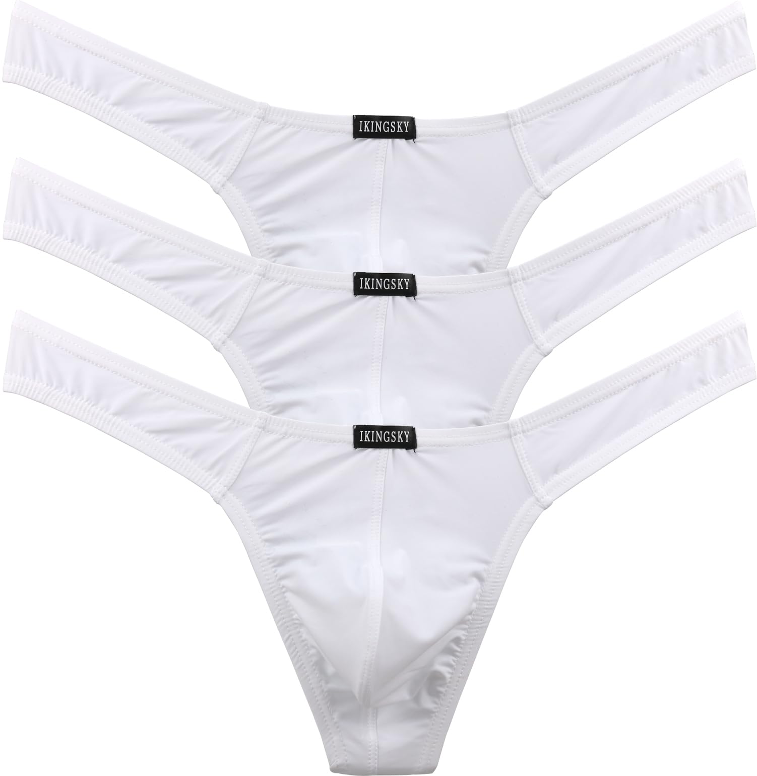Photo 1 of iKingsky Men's Thong Underwear Low Rise T-Back Under Panties (Large, White-3 Pack)