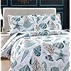 Jarson Summer Beach Bedspreads Set Seashell Conch Coverlet Sets Full/Queen Size,3Pcs Lightweight Coastal Quilts Starfish…