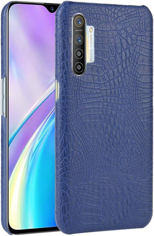 INSOLKIDON Compatible with Oppo Realme X2 Case PC Hard Back Cover Phone Protective Shell Protection Non-Slip Scratchproof Protective case Leather Hard Shell (Blue)