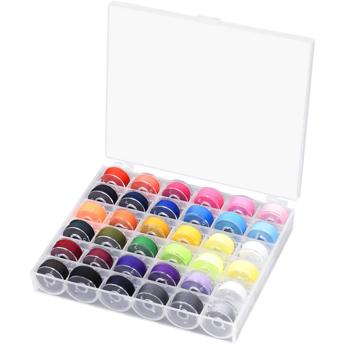 Kissral 36Pcs Sewing Machine Bobbin Threads, Pre-Wound Bobbins Set with Storage Case BoxFor Brother/Babylock/Janome/Elna/Kenmore/Babylock/Singer Sewing Machine