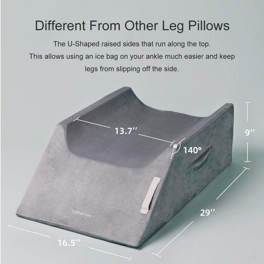 LightEase Post-Surgery Leg, Knee, Ankle Elevation Double Wedge Pillow, Memory Foam Leg Elevating Pillow for Injure, Sleeping, Foot Rest, Reduce Swelling: Home & Kitchen