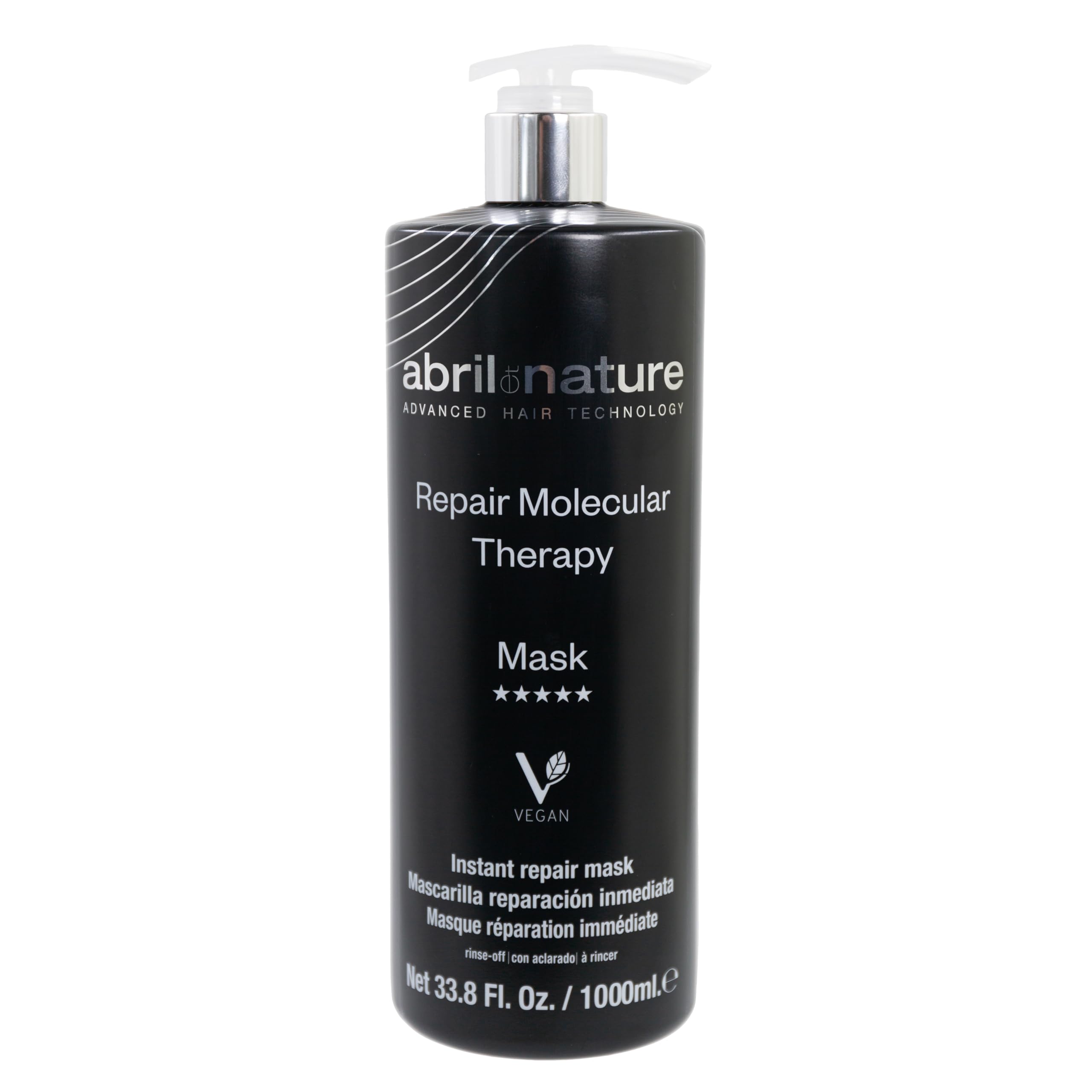 abril et nature - Professional Mask Molecular Therapy - For Damaged, Overprocessed, or Aging Hair - Restructures, Repairs, and Fills the Hair Fiber - Nourishing and Hydrating - Vegan - 1000 ml