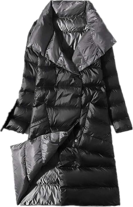 Amazon Co Jp 女子ダブルダウンコートダブルブレストウォームパーカーアウターダックダウンロングジャケット冬のタートルネックホワイトを両面 暖かい Color Silver Size 5x Large ホーム キッチン