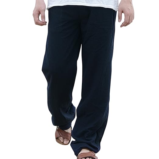 semen Herren Freizeithosen Leinenhose Baggy Baumwolle Leinen Luftige Bequeme Strand Lässig Lange Hosen