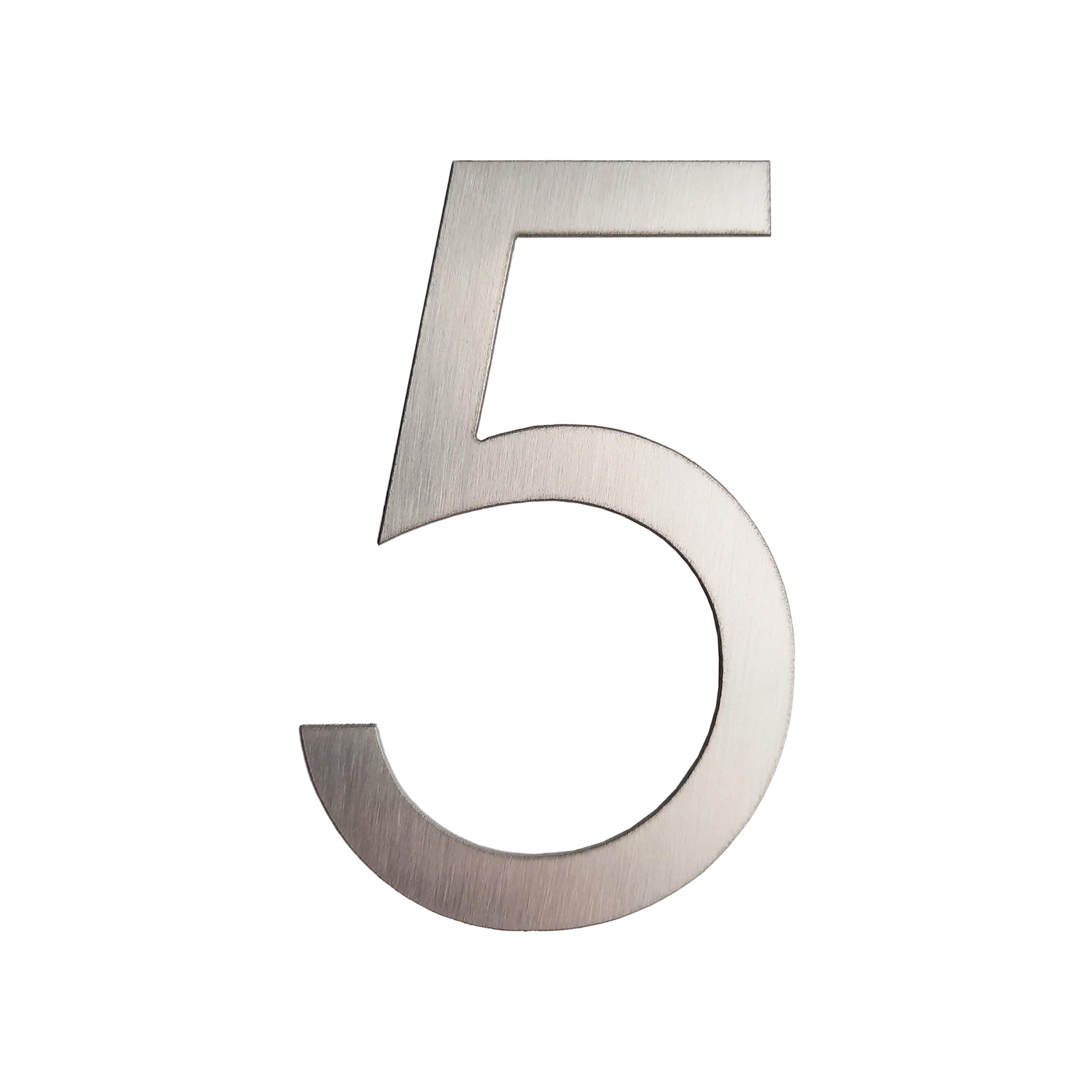 Guizzo Creart Stainless Steel External House Number - Dimensions 6.3 x 10 cm - Number 5 - Handmade and Made in Italy