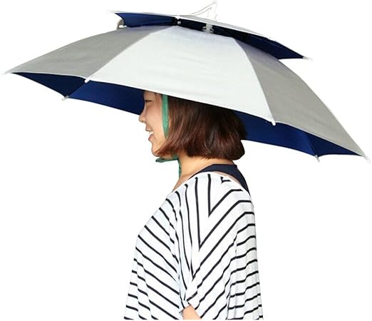 Amazon Kf047 レジャーハット 折りたたみ傘帽子 かぶる傘 両手が自由 釣りの際の日差しカット 屋外イベント スポーツ 観戦キャンプ 屋外作業 つり用傘 すげ笠 釣り帽子 シルバー 傘 レインウェア 通販