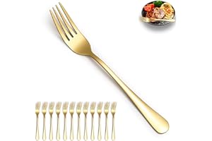 ReaNea Gold Dinner Forks 12 Pieces, Stainless Steel Titanium Gold Plating Table Forks for Home, Restaurant, Wedding, Parties,