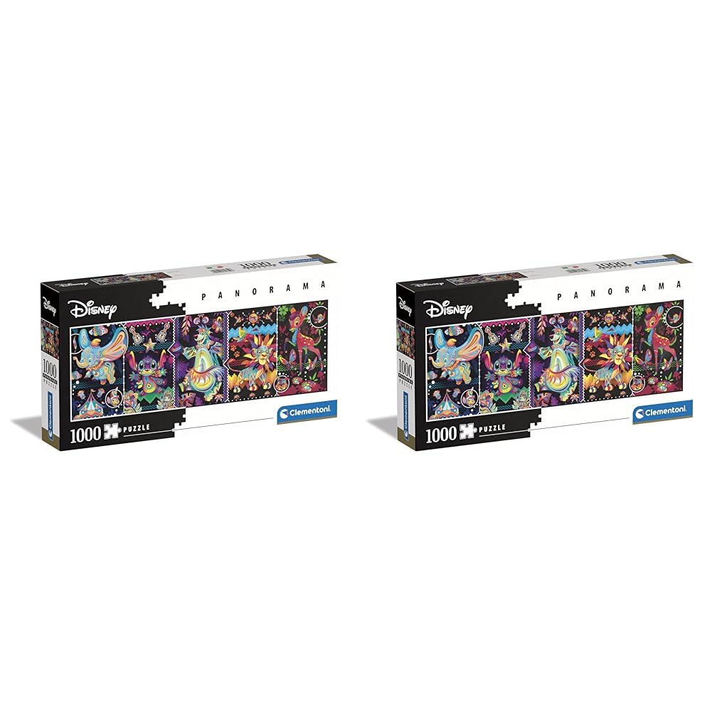 Clementoni 39659 Classics 1000pcs Disney Joys Panorama 1000 Pieces, Made in Italy, Jigsaw Puzzle for Adults, Multicolor, Medium (Pack of 2)