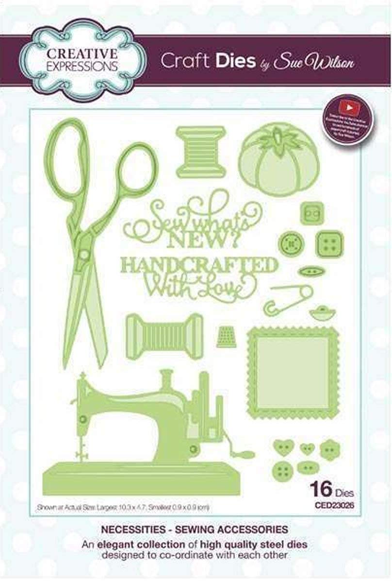 Sue Wilson Necessities Collection Sewing Accessories, Silver, Largest die 10.3 x 4.7 cm