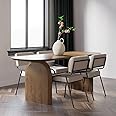homary 59.1" Modern Mid Century Dining Table for 4, Double Pedestal Wood Oval Kitchen Dining Room Table, Easy Clean,