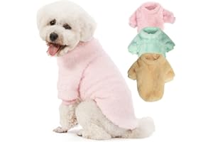 Kyaringtso Dog Sweater, 3 Pack Dog Sweaters for Small Dogs, Dog Clothes for Small Dogs Girl Boy, Ultra Soft and Warm Puppy Sweater Dog Coat for Winter Christmas (Large, Lt Pink+Lt Green+Lt Yellow)