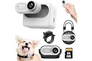 Muayb Mini Body Camera 1080P, Wearable Body Cam with 180° Rotatable Clip and Magnetic Lanyard, 2500mAh Charging Case, 64GB IPX7 Waterproof Small Body Camera for Pets, Swimming, Travel, Work (White)