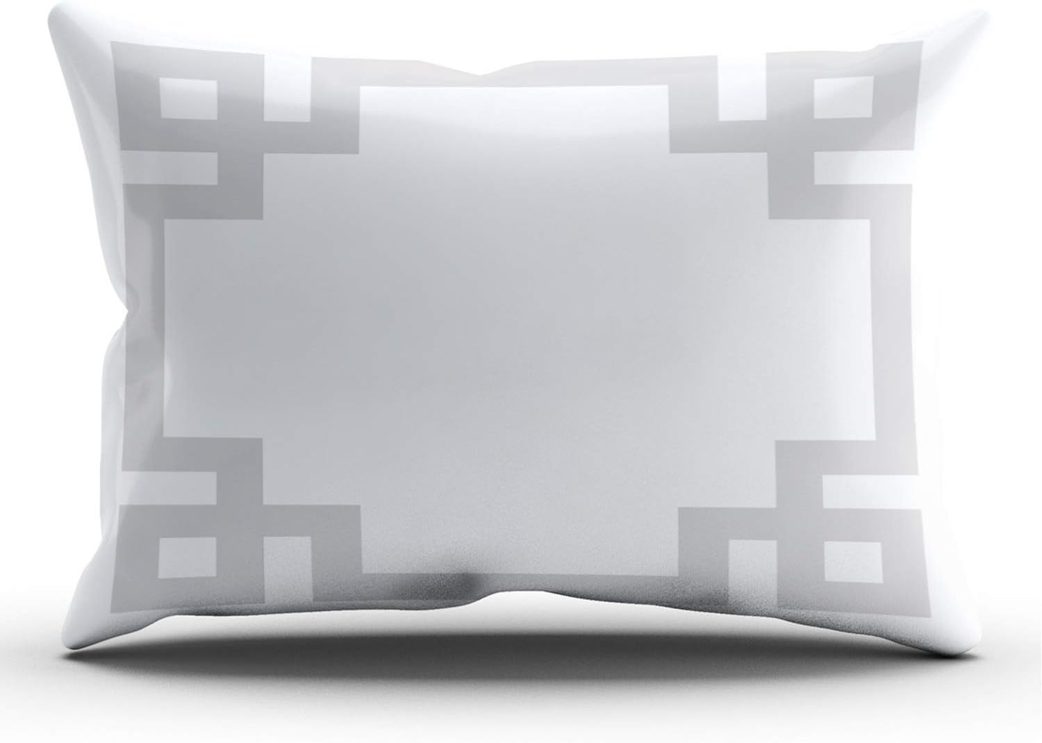 Personalized Decorative Pillowcases Greek Key Border Gray and White Throw Pillow Covers Cases Lumbar Rectangular Size 12x24 inches Print on One Side
