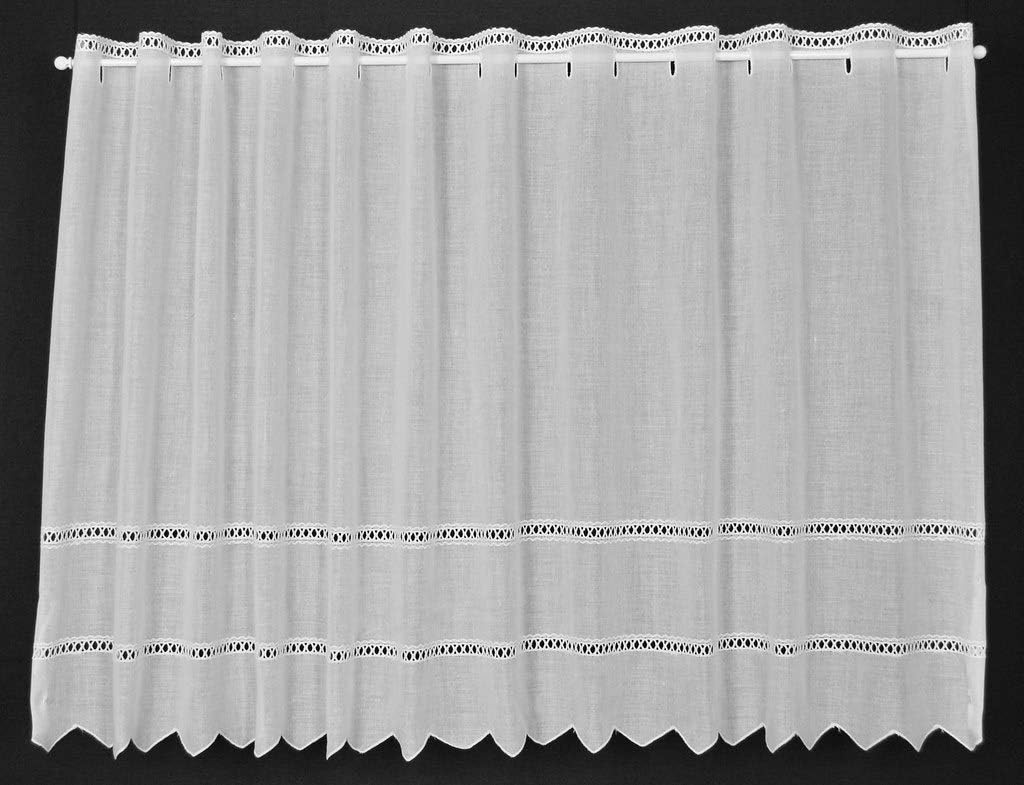 Vorhang Kuche Wohnzimmer Breite Der Gardine Durch Gekaufte Menge In 21 Cm Schritten Wahlbar Scheibengardine Mit Lochstickerei 16 5 Cm Hoch Anfertigung Nach Mass Weiss Kuche Haushalt Wohnen Vorhange