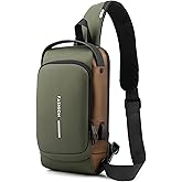 HAN-LBG Sling Bag for Men Women, Anti-theft Crossbody Bags with USB Charging Port Waterproof Crossbody Sling Backpack Shoulder Bag for Hiking Cycling Running Travel