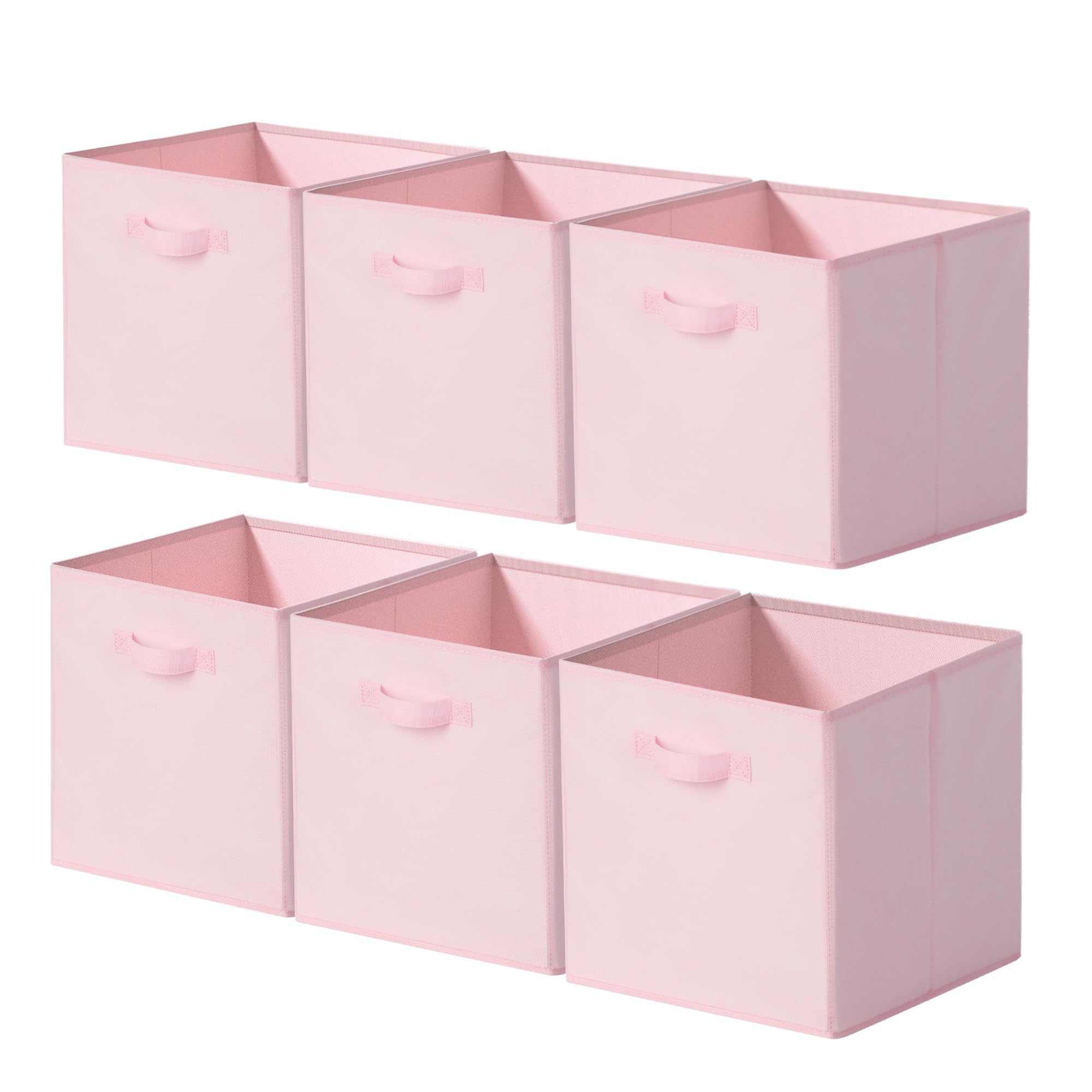 Photo 1 of Cupic Cupid 13x13 Storage Cubes, 6 Pack Open Storage Bins with Handles, Storage Cube Organizer for Clothes and Toys, Collapsible Cube Bins for Closet, Shelves, Offices, Pink