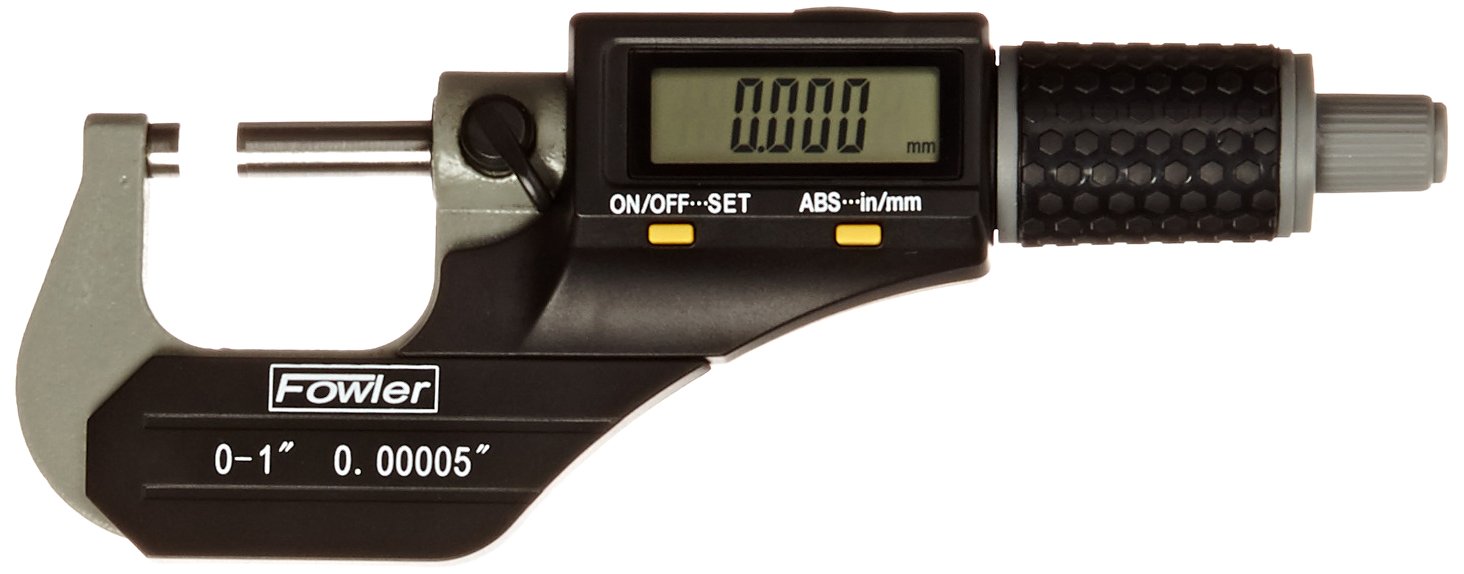 Fowler Full Warranty Xtra-Value II Electronic Micrometer with Grey Enamel Finish, 54-870-001-0, 0-1"/0-25mm Measuring Range, 0.00005"/0.001mm Resolution, 0.00016"/0.004mm Accuracy, RS-232 Output