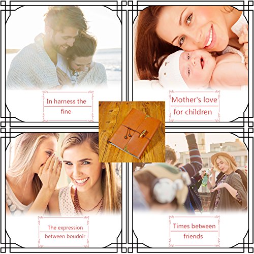 Photo Album RAMAIGO Premium Family Wedding Anniversary Baby Vacation Photo Journal Hold 4x6 160 Photos DIY Handmade Scrapbook Photography Books (Leather) - Thumbnail 3