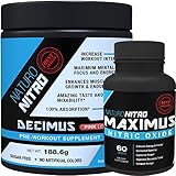 Pump Pack By Naturo Nitro, Decimus Pre-Workout and Maximus Nitric Oxide Tablets Combo Set - One Unit of Each