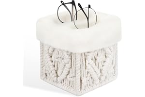 OPULANE 2 in 1 Glasses Holder Stand, Anti-scratch Plush Lined Eyeglass Holder Stand, Eye-glass Storage Organizer Case for Nightstand, Office Desk, Table, Beige