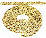 Rob'sTees 14k Gold Plated CZ Cuban Link Chain Necklace With Free Bracelet Hip Hop Short Chains (18