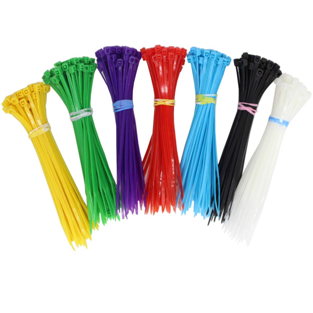 GODLOVEM Coloured Cable Ties, 100mm x 2.5mm, Pack of 210, 4 Inch Premium Small Nylon Zip Ties 7 Colors- Red/Yellow/Blue/Green/Purple/Black/White for Home Garden Office
