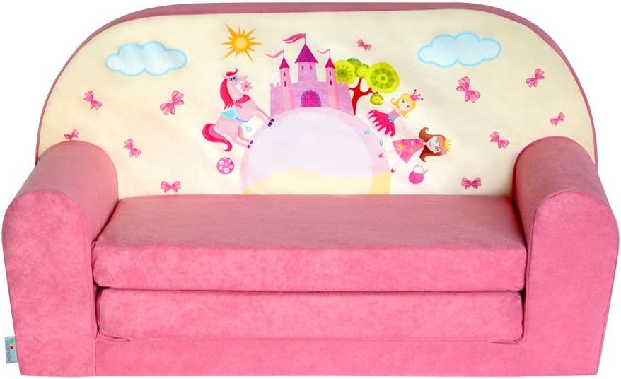 FORTISLINE Children's Sofa Kids Sofa Bed Child Pink Castle W386_09