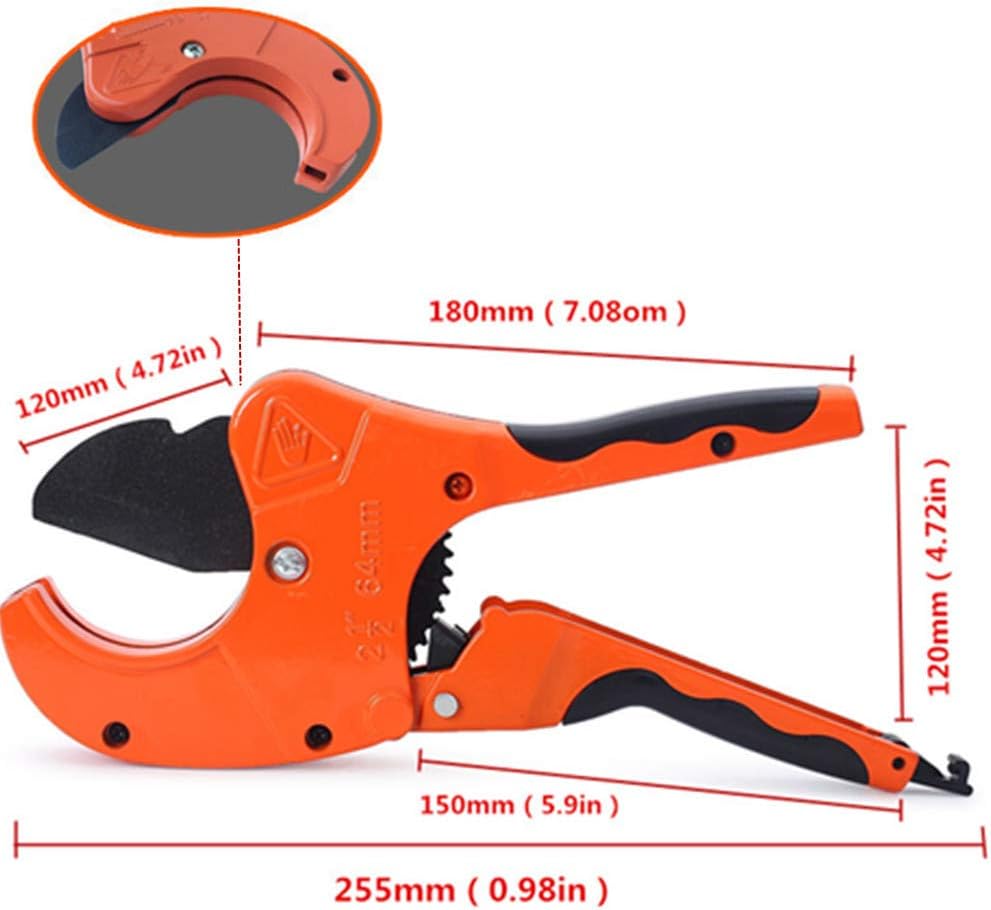 Ratchet-type PVC Pipe Cutter, Cuts up to 2-1/2" Pipe Capacity Ratcheting Hose Cutter, One-hand Fast Pipe Cutting Tool for Cutting PEX, PPR, PVC, Suitable for Household, Maintenance, Plumber. - - 