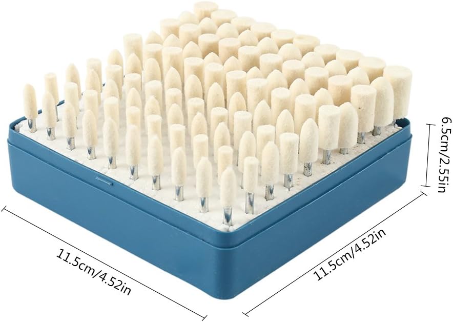 100PCS Wool Felt Polishing Buffing Wheels Mandrel Mounted Polishing Head Grinding Bits 1/8 Inch Shank Hand for Dremel Rotary Tool Plastic Glass Metal Jewelry - Image 4