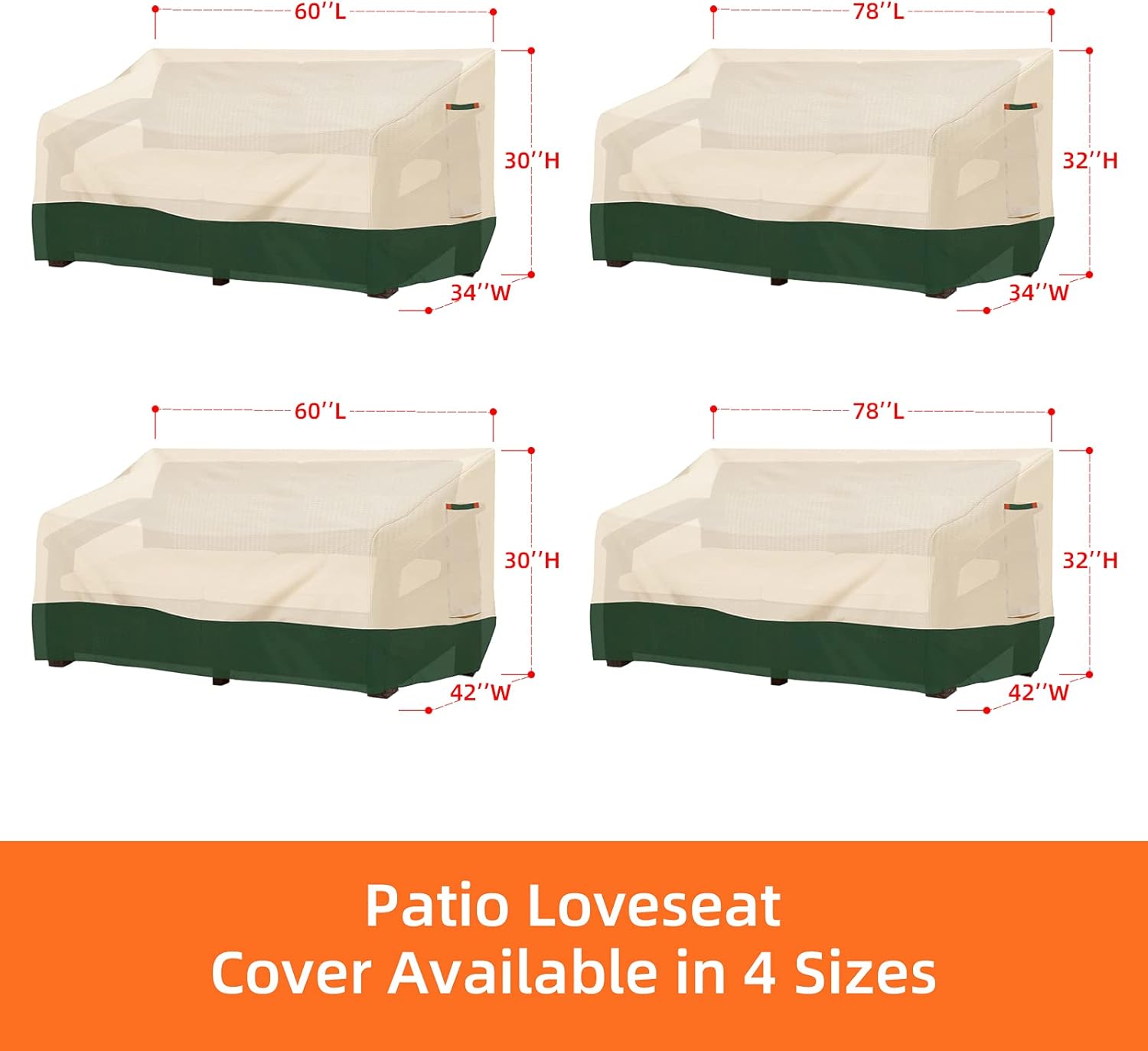 Umbrauto Patio Loveseat Sofa Cover Waterproof UV Resistant Anti-Fading Outdoor Chair Cover (78 L x 42 W x 32 H inch): Home & Kitchen