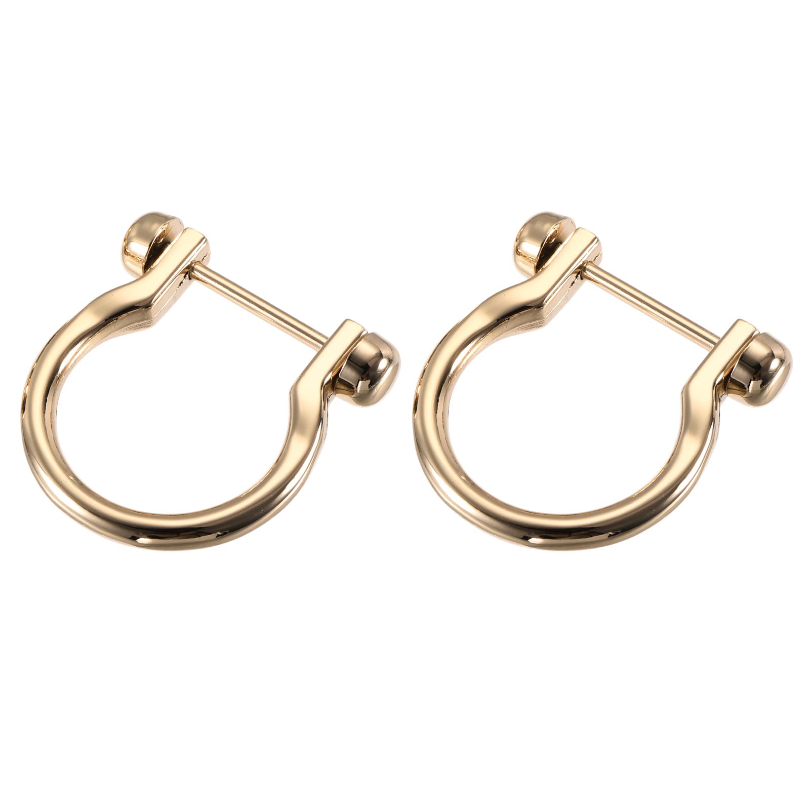 METALLIXITY Horseshoe D-Rings (31mm) 2pcs, Screw-in U-shaped Buckles Shackle - for Car Keys Keychain Bags Leather Crafts, Light Gold