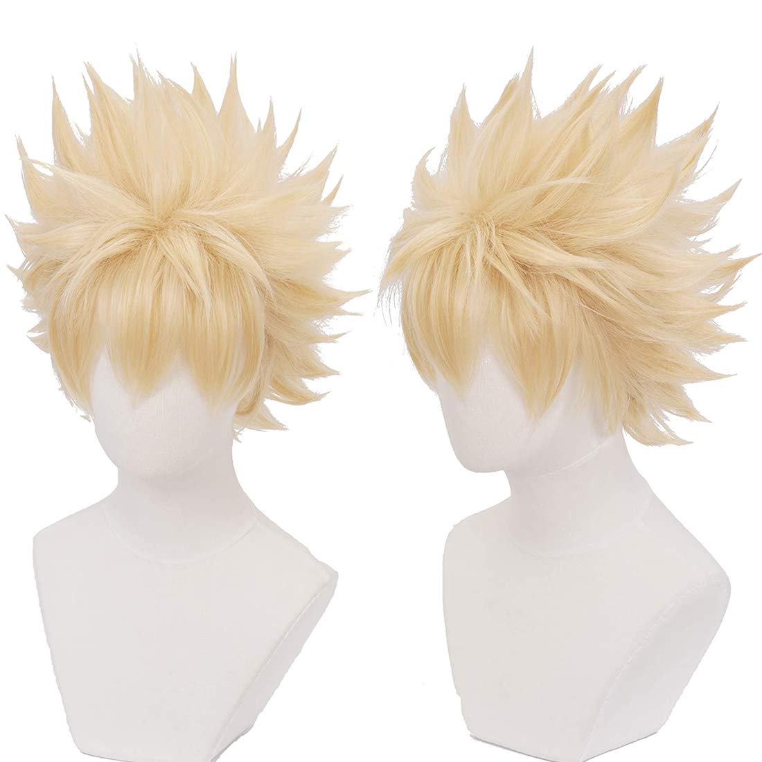 JoneTing Blonde Cosplay Wig Short Wavy Wigs for Men Synthetic Hair Hero Wigs for Graduation